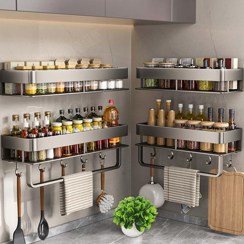 Tech Accessories Organizer - Aluminium keukenrek Keukenplank Toiletopbergruimte Geen boor